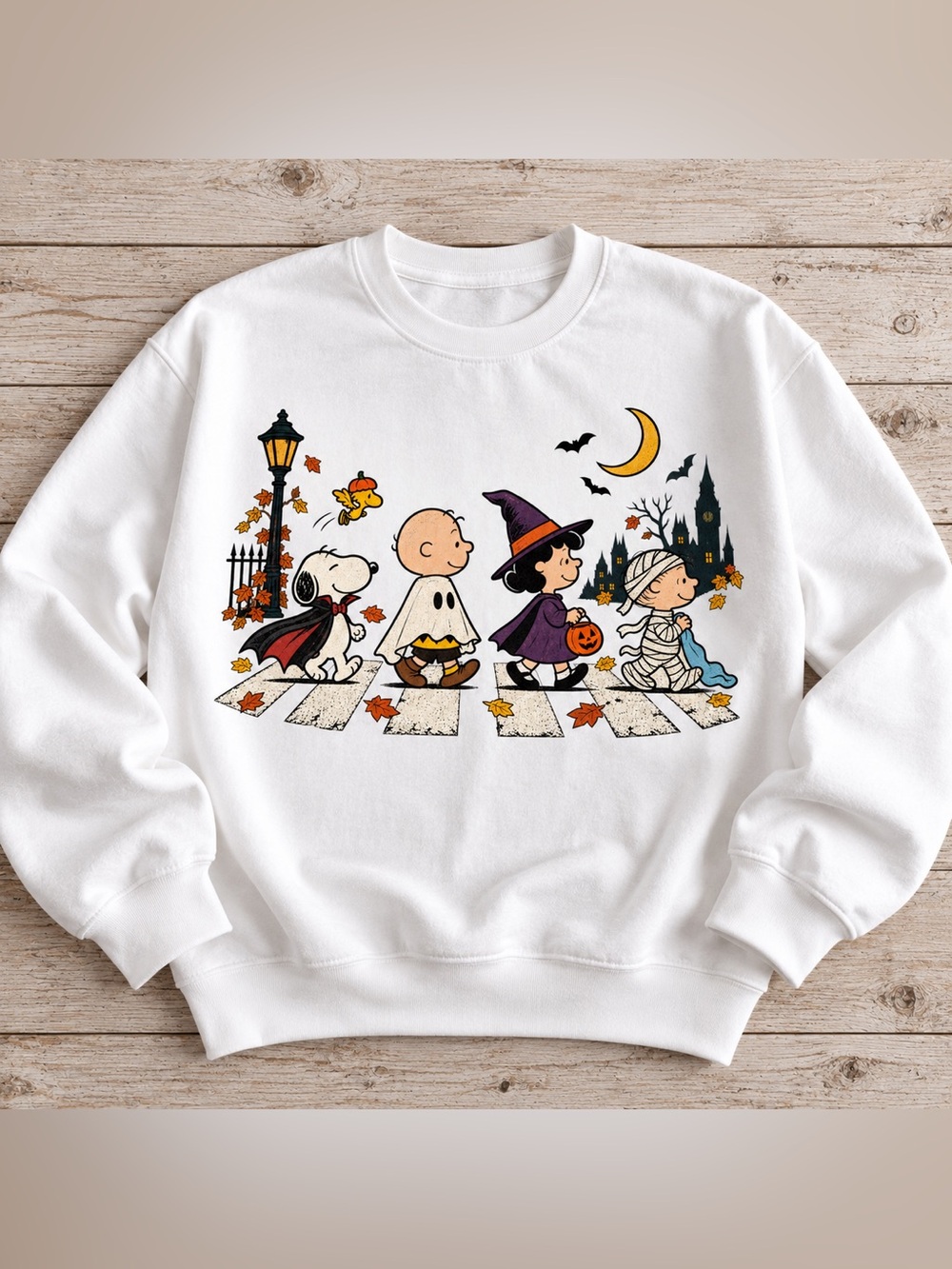 Peanuts Charlie Brown Snoopy Halloween Abbey
Road Shirt - White -